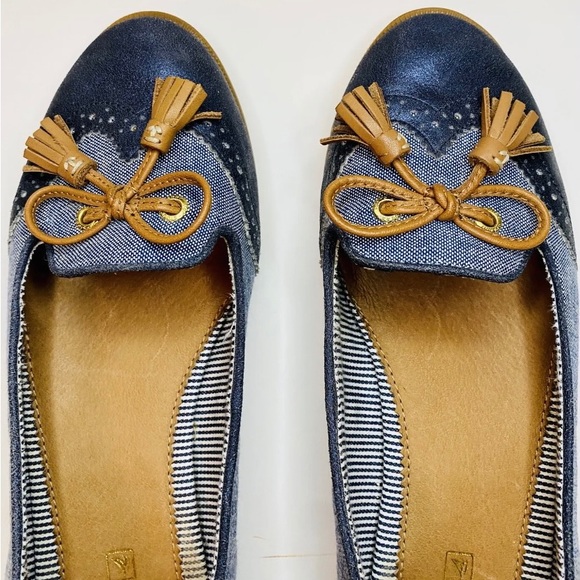 Sperry Top-Sider Women's Harper Oxford Cloth Wedge Pump Navy/midnight size 8 - Picture 2 of 10